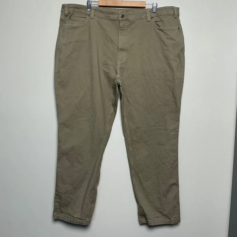 Duluth Flex Fire Hose Mens 48x32 Relaxed Fit Khaki Cotton Spandex Work Pants Tan